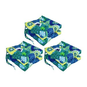 Blazing Needles, 16-inch Spun Polyester Patterned Outdoor Square Tufted Chair Cushions (Set of 6) - 1 of 2