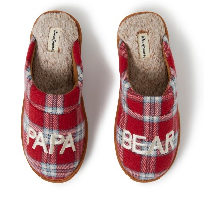 Men's Papa Bear Red Plaid Scuff Slippers