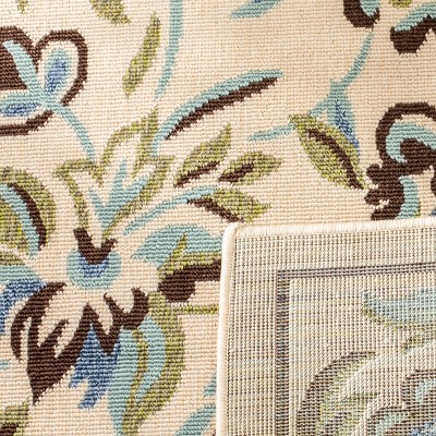 Floral Elegance Cream & Green Reversible Outdoor Rug 5' x 7'