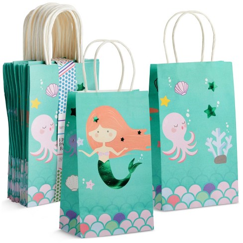 Blue Panda 24 Pack Mermaid Gift Bags With Handles For Party Favors