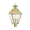 Livex Lighting Wentworth 4 - Light Post Light in  Natural Brass - 4 of 4