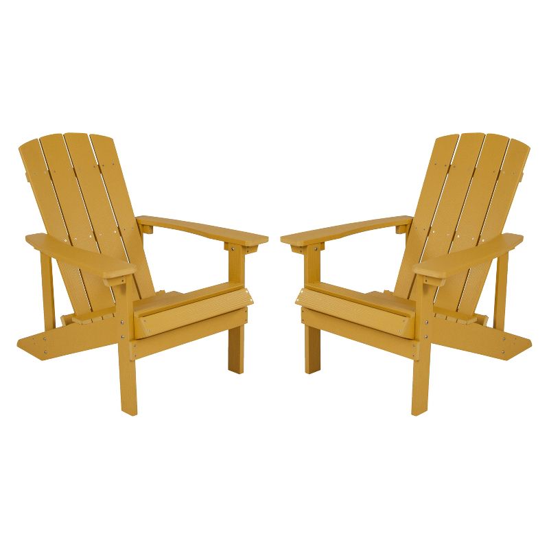 Emma and Oliver 2 Pack Outdoor All-Weather Poly Resin Wood Adirondack Chairs, 1 of 10