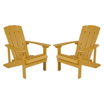 Flash Furniture Set of 2 Charlestown All-Weather Poly Resin Wood Adirondack Chairs