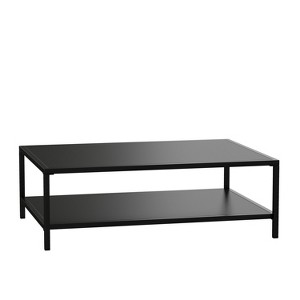 Emma and Oliver All-Weather Black Commercial Grade Indoor/Outdoor Metal 2 Tier Coffee Table - 1 of 4