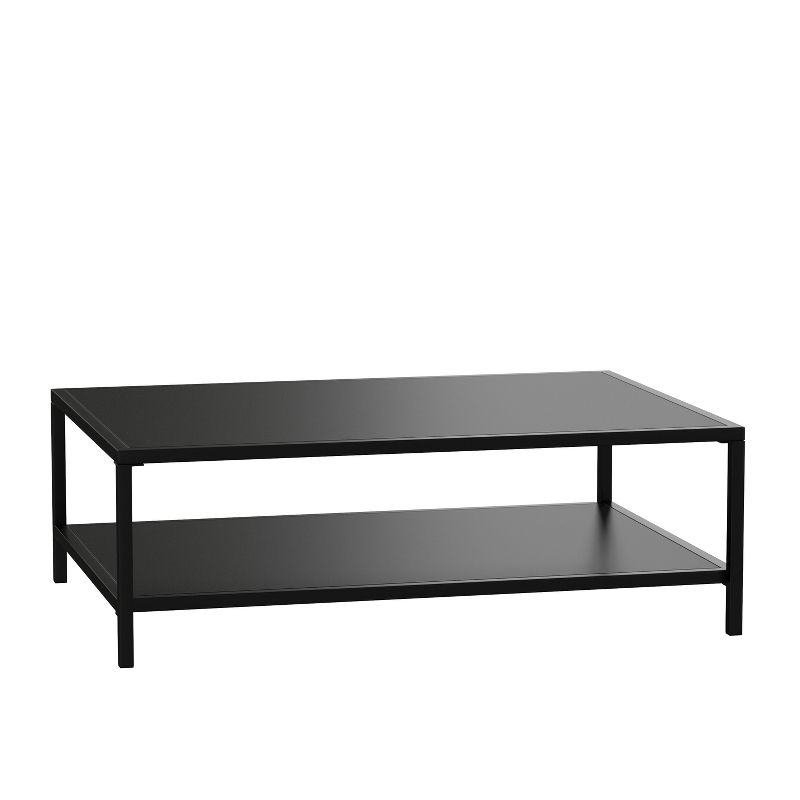Flash Furniture Brock Outdoor 2 Tier Patio Coffee Table Commercial Grade Black Coffee Table for Deck, Porch, or Poolside-Steel Square Leg Frame, 1 of 10