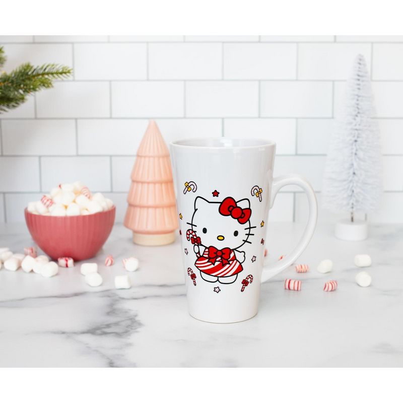 Silver Buffalo Sanrio Hello Kitty Holiday Candy Cane Ceramic Tall Latte Mug | Holds 16 Ounces, 3 of 10
