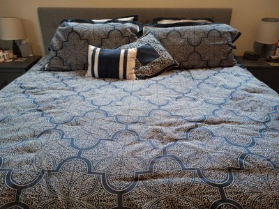 King Eliot 8pc Jacquard Comforter Set - Navy : Target