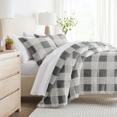 King/California King Gingham Gray Down Alternative Comforter Set