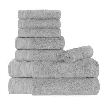 Eco-Melange Blue, White and Gray Bath Towels Set of 2