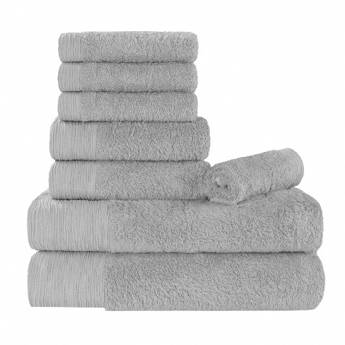 8pc Cotton Bath Towel Set Light Blue : Target