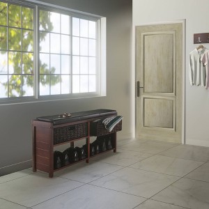 Colin Entryway Storage Bench with Cushion Cappuccino - Winsome: Upholstered Wool, Wood Legs, Spot Clean - 1 of 4