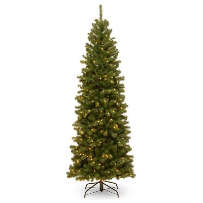 6.5FT Green Artificial Christmas Tree with 250 Warm White LED Lights, 586 Branch Tips and Foldable Metal Base for Home Party Holiday Decorations