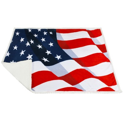 Catalonia Fluttering Patriotic US Flag Blanket, American National Flag Throws, Plush Fleece Blanket, 4th of July Citizenship Veteran Patriotic Gift