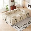 6 Seater Folding Sofa Bed for Living Room or Bedroom, Convertible Sofa with Cushions and Storage Pockets, Corduroy Fabric Sofa-Coolbibila - 3 of 4