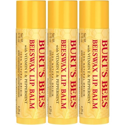 Burt's Bees Beeswax Lip Balms - 0.45oz/3pk: Moisturizing, Paraben-Free, Sulfate-Free, Phthalate-Free