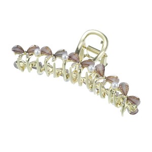 Unique Bargains Women's Faux Crystal Bling Bow Tie Hair Clips and Pins Gold Tone Gray 1 Pc - 1 of 4