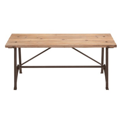 Olivia & May Industrial Knotted Wood Bench Beige: Metal Frame, Entryway and Bedroom Furniture