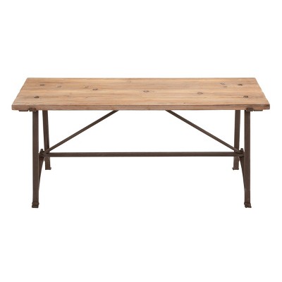 Industrial Knotted Wood Bench Beige - Olivia & May