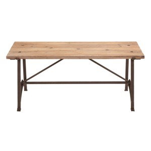 Olivia & May Industrial Knotted Wood Bench Beige: Metal Frame, Entryway and Bedroom Furniture - 1 of 3