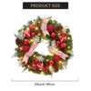 24 Inches Christmas Wreath, Artificial Christmas Wreath for Front Door with 20 Led Lights, Pre-lit Xmas Wreath for Home Holiday Party - 3 of 4