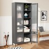 TOAOTBNBO Metal Bookshelves with 4 Glass Doors, Freestanding Bookcase Storage Organizer Home Office Book Shelf with 3 Adjustable Shelves, Black - 4 of 4