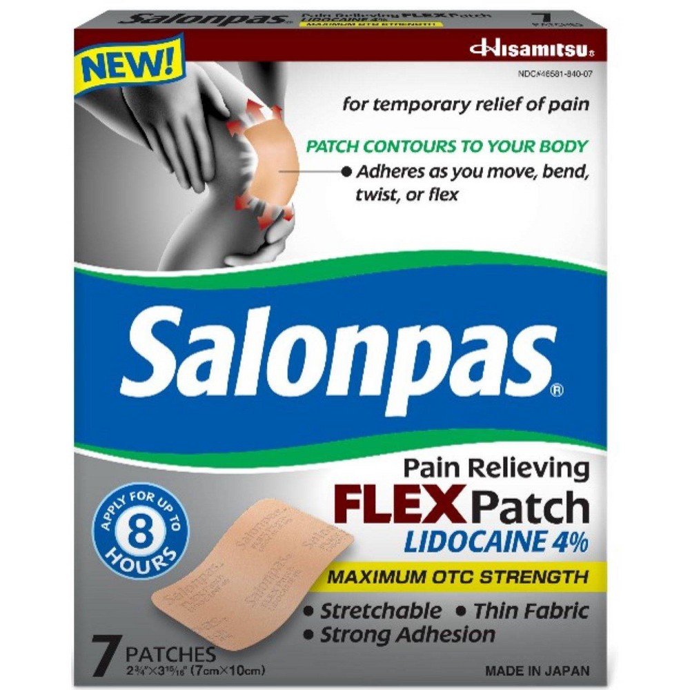 Salonpas Lidocaine 4% Pain Relieving Flex Patch - Odor Free - 7ct