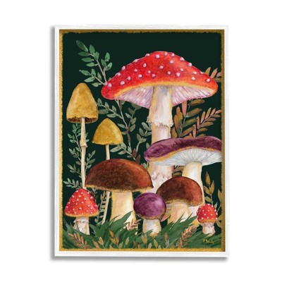 Stupell Industries Woodland Mushrooms Nature Framed Giclee Art