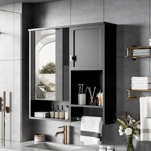 NicBex Wall Mounted Bathroom Storage Cabinet,29'' x28'' Medicine Cabinet with Mirror and 3 Shelves for Bathroom - 1 of 4
