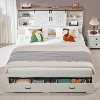 AMERLIFE Wooden Platform Bed with Bookcase Headboard, 2 Drawers, Charging Station - 2 of 4