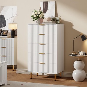 Zstar 47" Tall Fluted 5 Drawer Dresser for Bedroom, Deep Drawers - 1 of 4