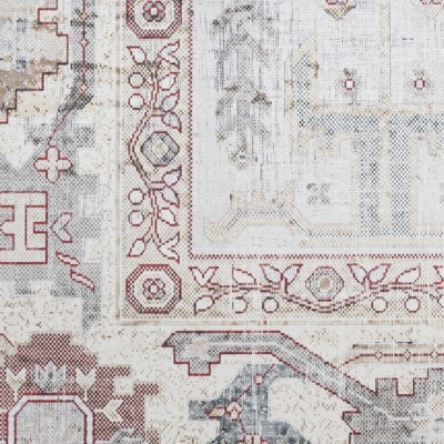 Ivory and Gray Synthetic Flat Woven Rectangular Rug 4' x 6'