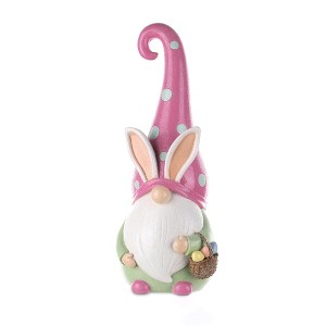 Easter Gnome Figurine 13" – Cute Pink Resin Easter Home Décor for Mantels & Entryways by Melrose - 1 of 3