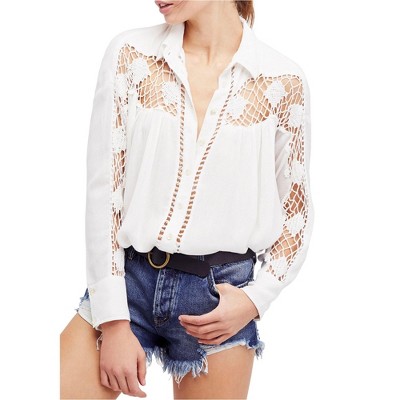 Free People Womens Katie Bird Button Up Shirt
