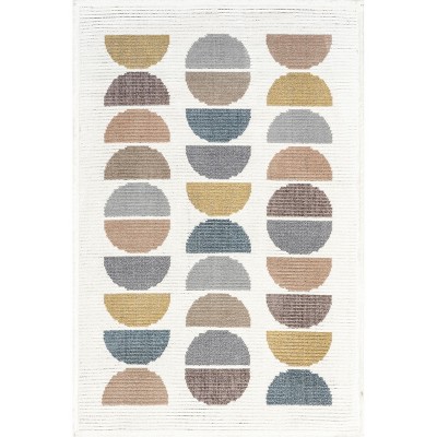 Nuloom Leyla Half Colorful Circles Kids Indoor Area Rug