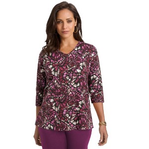 Jessica London Stretch Cotton V-Neck Tee - 1 of 4