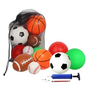 GSE Set of 6 Sports Balls for Kids, Included 5" Basketball, 5" Volleyball, 5" Soccer Ball, 5" Playground Ball, 6.5" Football & 2.75" Baseball - 1 of 4