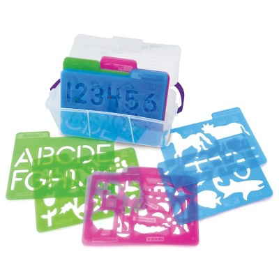 Essential Learning Products Stencil Mill Collection of Alphabets, Numbers, Animals, People, Transportation and more