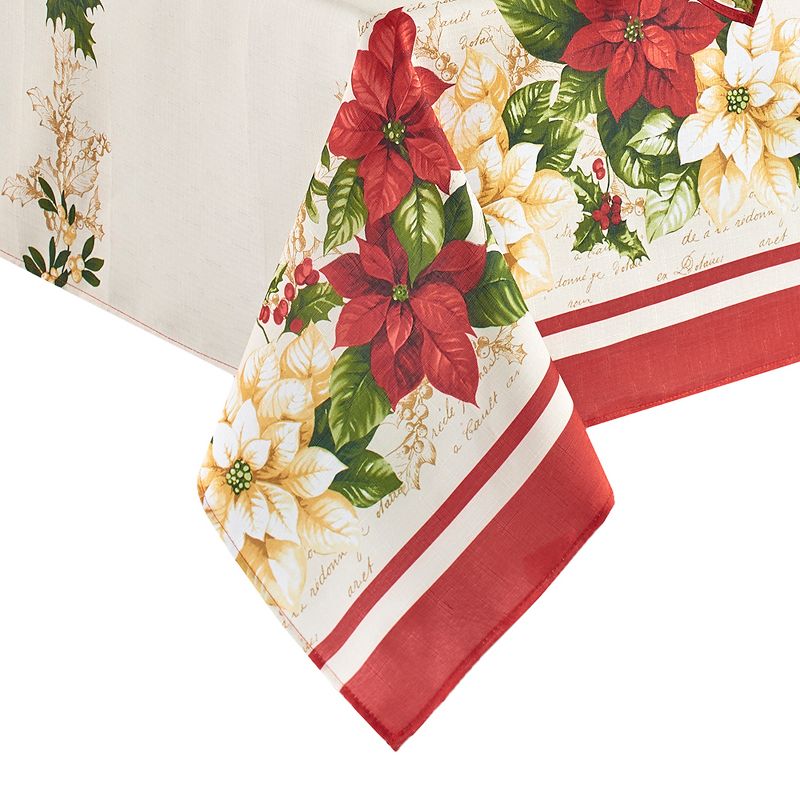 Red and White Poinsettias Tablecloth - Red/Green - Elrene Home Fashions, 1 of 5