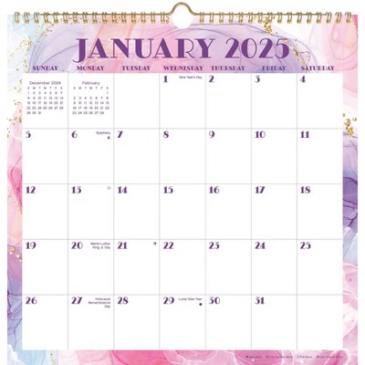 Trends International 2025 Pastel Pattern Spiral Wall Calendar: Monthly Planner, 12x12", Multicolored, All Ages, 2024-2025