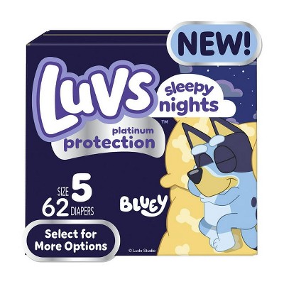 Luvs Platinum Protection Sleepy Nights Baby Diapers, Size 5, 62 Count