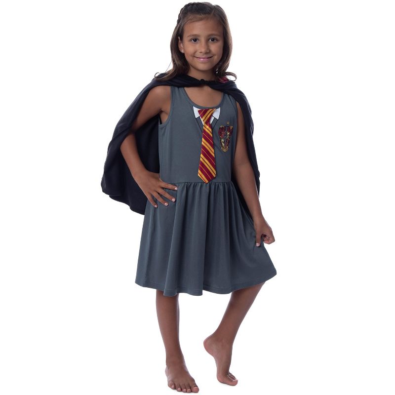 Harry Potter Girls' Gryffindor House Costume Nightgown Pajama Dress Grey, 1 of 8