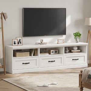 Homhougo TV Stand for TVs Up to 80", 70in Entertainment Center with Storage Drawer and Open Shelves White - 1 of 4