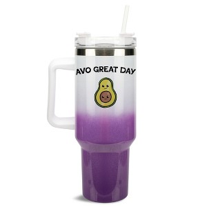 100 North Avo Great Day Smiley Avocado 40 oz. Stainless Steel, Large Water Bottle Coffee Mug, Spill & Leak Resistant, Thermal Travel Tumbler with - 1 of 1