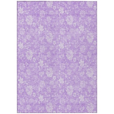 Lavender And Lilac Floral Washable Indoor Outdoor Area Rug