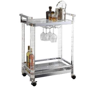 Town Square Bar Cart Clear Glass/mirror/chrome - Breighton Home : Target