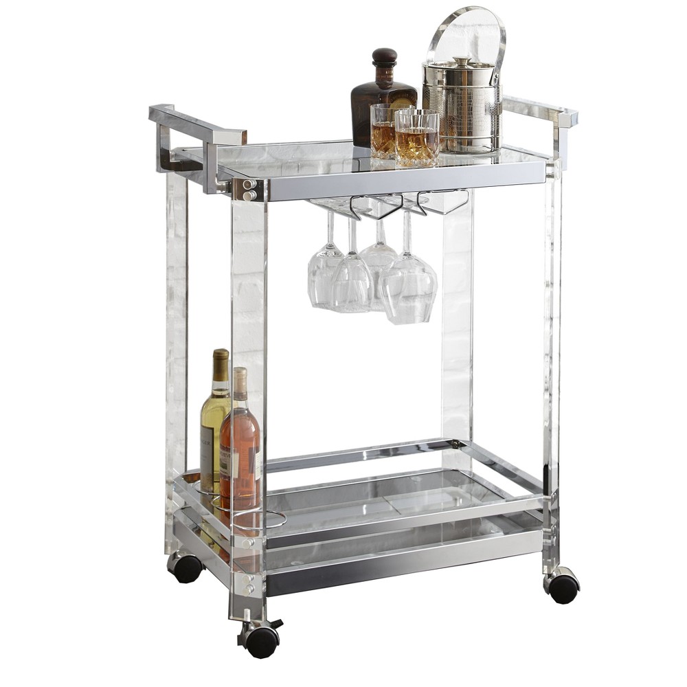 Photos - Other Furniture Aerin Server Cart Acrylic and Chrome - Steve Silver