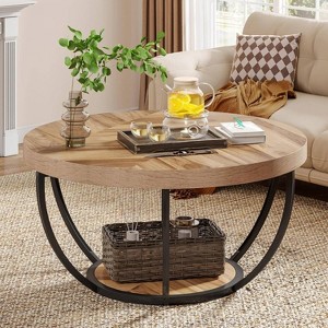 LITTLE TREE 2 Tier Round Coffee Table Brown - 1 of 4