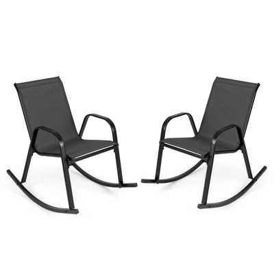 Tangkula 2 PCS Patio Rocking Chair Outdoor Ergonomic Rockers w/ Breathable Fabric Seat