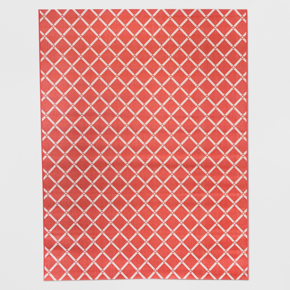  x 10' Garden Lattice Outdoor Rug Coral