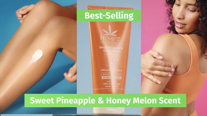 Hempz Sweet Pineapple &#38; Honey Melon Herbal Body Sunscreen - SPF 50 - 6oz, 2 of 7, play video